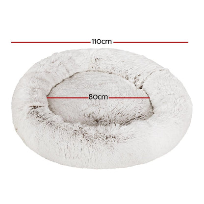 i.Pet Pet Bed Dog Cat 110cm Calming Extra Large Soft Plush White Brown-copy