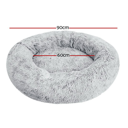 i.Pet Pet Bed Dog Cat 90cm Large Calming Soft Plush Light Charcoal-copy