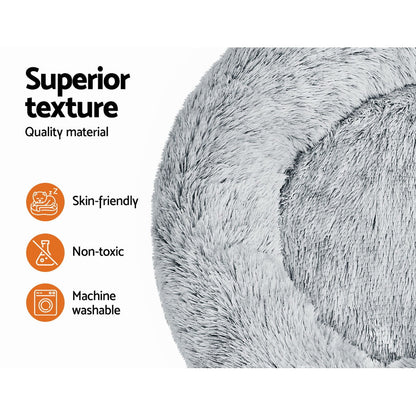 i.Pet Pet Bed Dog Cat 90cm Large Calming Soft Plush Light Charcoal-copy