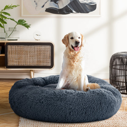 i.Pet Pet Bed Dog Cat 90cm Large Calming Soft Plush Bed Dark Grey-copy