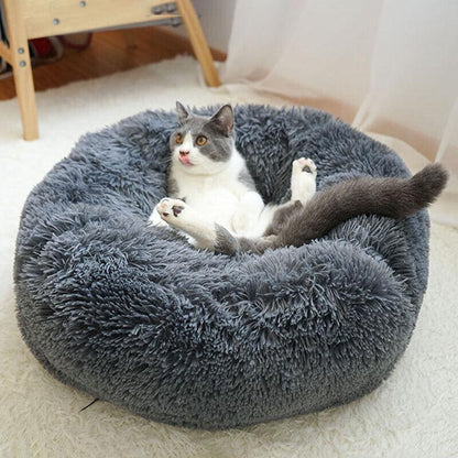 Cat Bed Pet Bed Dog Donut Nest Calming Deep Sleeping Soft Plush Kennel Washable-copy