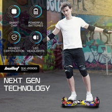 Load image into Gallery viewer, BULLET SX-2000 Hoverboard Scooter, 500W Brushless, Superior Self Balancing System, UL Certified, LED Lights, Hip Hop Design

