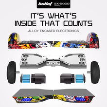Load image into Gallery viewer, BULLET SX-2000 Hoverboard Scooter, 500W Brushless, Superior Self Balancing System, UL Certified, LED Lights, Hip Hop Design
