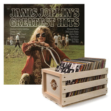 Load image into Gallery viewer, Crosley Record Storage Crate Janis Joplin Janis Joplin's Greatest Hits Vinyl Album Bundle
