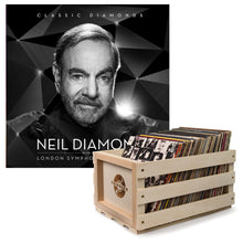 Load image into Gallery viewer, Crosley Record Storage Crate &amp; Neil Diamond - Classic Diamonds With The London Symphony Orchestra - Double Vinyl Album Bundle
