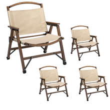 Load image into Gallery viewer, 4x Bamboo Foldable Outdoor Camping Chair Wooden Travel Picnic Park Folding - Khaki/Beige

