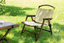 Load image into Gallery viewer, 4x Bamboo Foldable Outdoor Camping Chair Wooden Travel Picnic Park Folding - Khaki/Beige
