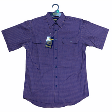 Load image into Gallery viewer, Bisley Mens Short Sleeve Check Shirt Checkered Cotton Blend Casual Business Work - Navy - L

