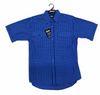 Bisley Mens Short Sleeve Seersucker Shirt Checkered Cotton Blend Casual Business Work - Blue - XL