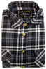Mens Half Placket Flannelette Long Sleeve Pullover Shirt 100% Cotton Check Authentic Flannel  - Black/Purple - 5XL