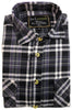 Mens Half Placket Flannelette Long Sleeve Pullover Shirt 100% Cotton Check Authentic Flannel  - Black/Purple - 6XL