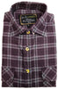 Mens Half Placket Flannelette Long Sleeve Pullover Shirt 100% Cotton Check Authentic Flannel  - Burgundy - 5XL