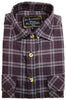 Mens Half Placket Flannelette Long Sleeve Pullover Shirt 100% Cotton Check Authentic Flannel  - Burgundy - 5XL