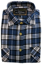 Load image into Gallery viewer, Mens Half Placket Flannelette Long Sleeve Pullover Shirt 100% Cotton Check Authentic Flannel  - Navy Check - XXL
