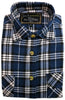 Mens Half Placket Flannelette Long Sleeve Pullover Shirt 100% Cotton Check Authentic Flannel  - Navy Check - XXL