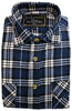 Mens Half Placket Flannelette Long Sleeve Pullover Shirt 100% Cotton Check Authentic Flannel  - Navy Check - XXL