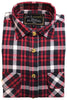 Mens Half Placket Flannelette Long Sleeve Pullover Shirt 100% Cotton Check Authentic Flannel  - Red - S