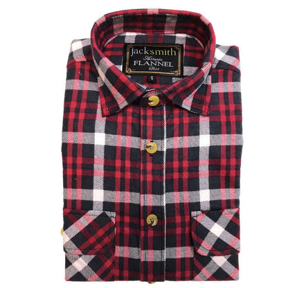 Mens Half Placket Flannelette Long Sleeve Pullover Shirt 100% Cotton Check Authentic Flannel  - White/Blue Denim - L