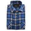 Mens Half Placket Flannelette Long Sleeve Pullover Shirt 100% Cotton Check Authentic Flannel  - White/Blue Denim - M