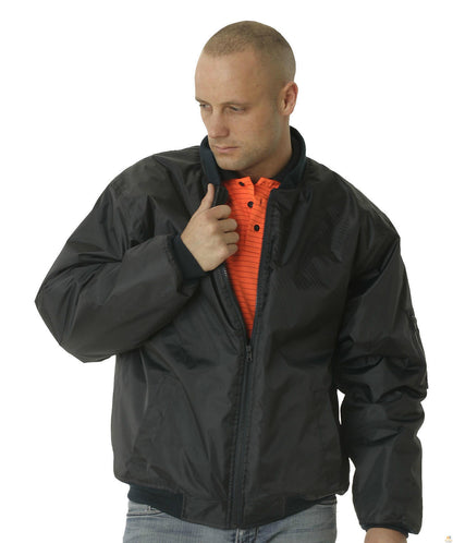 HUSKI Mens Quilted Combat Bomber Waterproof Jacket Windproof Workwear Coat - Black - 5XL