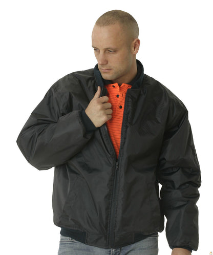 HUSKI Mens Quilted Combat Bomber Waterproof Jacket Windproof Workwear Coat - Black - XL