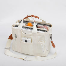 Load image into Gallery viewer, White Stylish Multi-Functional Mommy Diaper Bag - Durable Canvas Tote
